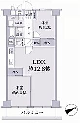 山科不二サンハイツ（四宮駅） 2LDKの間取り