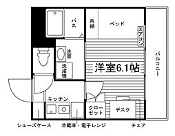 学生会館 モン・ヴィラージュ久留米大学前2[食事付き] 1Kの間取図画像