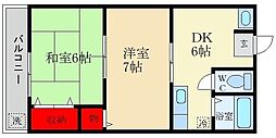 プレアール南住吉 2DKの間取図画像