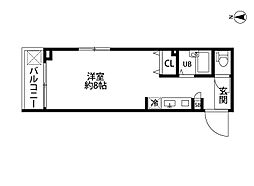 ソラーレ中宮 1階1Kの間取り