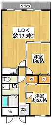 ウエストサイド楠葉 2LDKの間取図画像