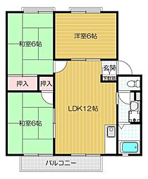 パークヒル枚方D棟 3LDKの間取図画像