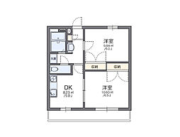 レオパレスOHI2 2DKの間取図画像