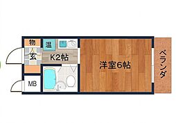 シャトーハマダ 1Kの間取図画像