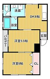 矢野マンション 2DKの間取図画像