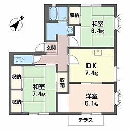 東山サンハイツ 3DKの間取図画像