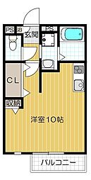 第2北松川 1Kの間取図画像
