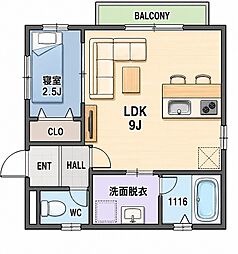 Kastalia長栄寺 1LDKの間取図画像