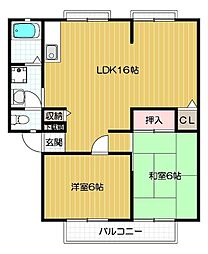 ハイツのむら 2LDKの間取図画像
