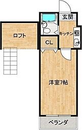ショウロ御殿山 1Kの間取図画像
