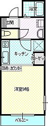 ハピネス渚 1Kの間取図画像