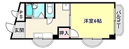 メゾンエトワール102 1Kの間取図画像