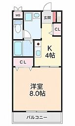 アメニティステーションヒガシヤマ 1Kの間取図画像