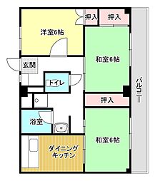 ビレッジハウス春日5号棟 3DKの間取図画像