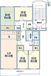 山田池パークハイツ1号棟 4LDKの間取図画像