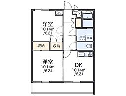 レオパレスプランタン参番館 2DKの間取図画像