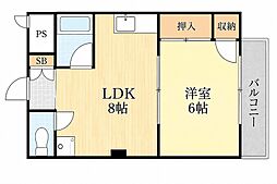 リバティヒルズ 1LDKの間取図画像