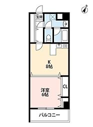 宮之阪ウェーブ 1DKの間取図画像