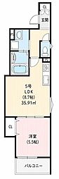 クリエオーレ藤阪中町1 1LDKの間取図画像
