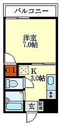 枚方萬里ハイツ2 1Kの間取図画像