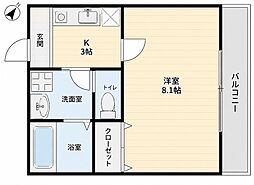 アムールローラス 1Kの間取図画像