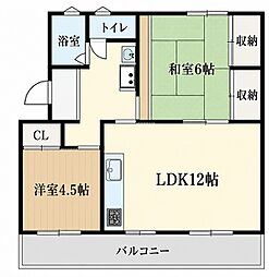 山田池住宅11号棟 2LDKの間取図画像