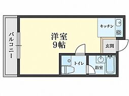 ヴィラ岡山手 ワンルームの間取図画像