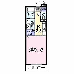 プラティークヌーヴォー 1Kの間取図画像