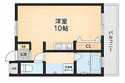 ツインヒルズ ワンルームの間取図画像