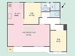 鎌倉グリーンハイツA-2棟 2LDKの間取図画像