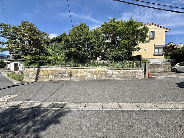 前面道路はゆとりのある広さ。