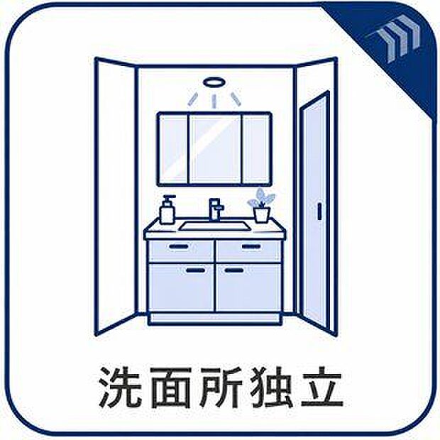 家族の生活に寄り添った洗面所独立のレイアウトを採用。