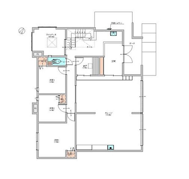 1F間取り図。ゆとりある部屋数です。