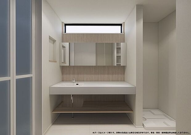 内観イメージパース(洗面脱衣室)。