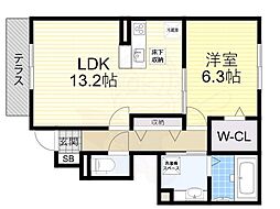 D-room悠久 1LDKの間取図画像
