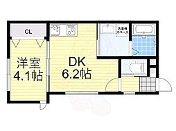 グランハイツ ウキジマ 1DKの間取図画像