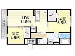 ボースウイング竹渕東 2LDKの間取図画像