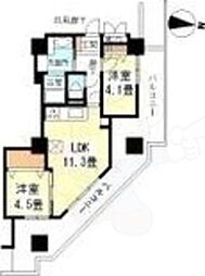 希来里住宅棟 2LDKの間取図画像
