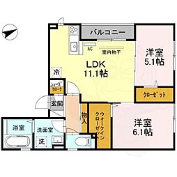メゾン・アミティエ 2LDKの間取図画像