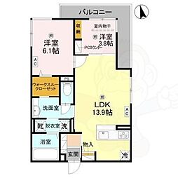 D-ROOM高井田元町 2LDKの間取図画像