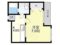 ラ・ディファンス 1Kの間取図画像