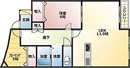 カサクレスト 2LDKの間取図画像