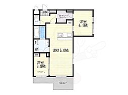 D-ROOM東本町 2LDKの間取図画像