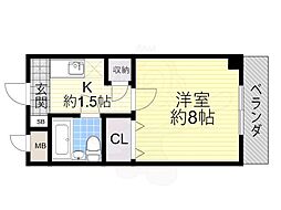 ナンソーコーポ 1Kの間取図画像