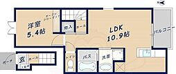 シャン・ド・フルール2 1LDKの間取図画像