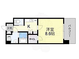 KAUNISHIRANO 1Kの間取図画像
