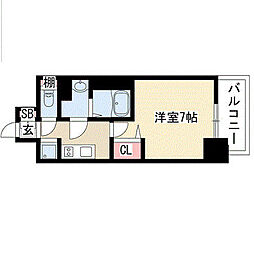 プレサンス上前津フィット 1Kの間取図画像