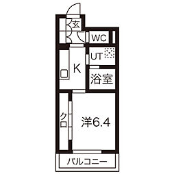 グランドゥール千種 1Kの間取図画像