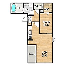 名古屋市中川区荒子町アパート 1LDKの間取図画像