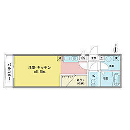名古屋市営名城線 東別院駅 徒歩5分の賃貸マンション 2階1Kの間取り